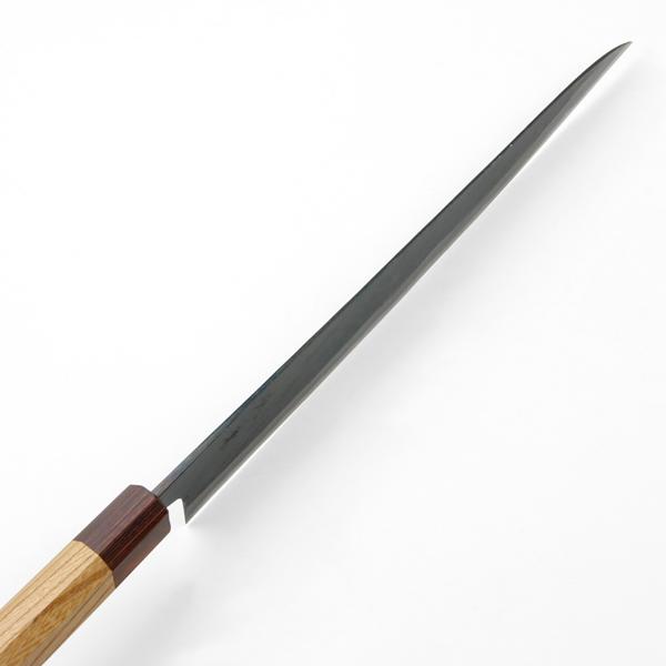 元兼 筋引き包丁 270mm 両刃 青紙1号 割込み 黒打ち仕上げ ケヤキ八角