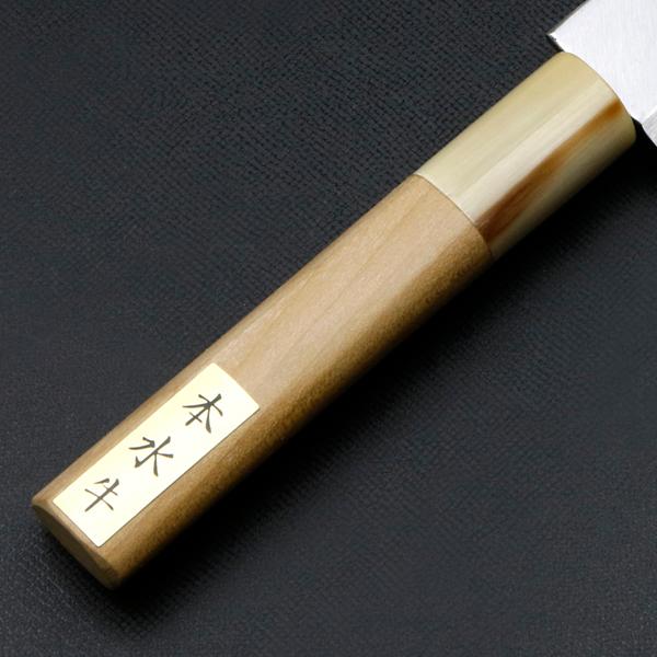 東周作 鰻裂き包丁 片刃 105mm 名古屋型 青紙2号 付け鋼 磨き仕上 水牛
