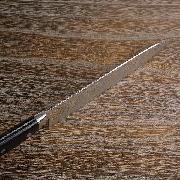 牛刀 両刃 210mm V金10号 割込み ステンレス 磨き槌目ダマスカス17層