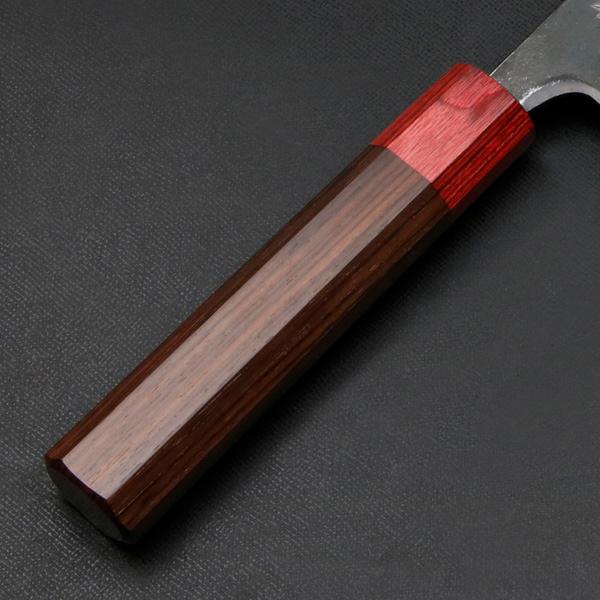 元兼 三徳包丁 170mm 両刃 青紙スーパー 割込み 黒打ち仕上げ 赤口輪
