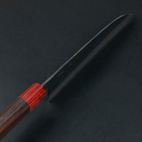 元兼 三徳包丁 170mm 両刃 青紙スーパー 割込み 黒打ち仕上げ 赤口輪