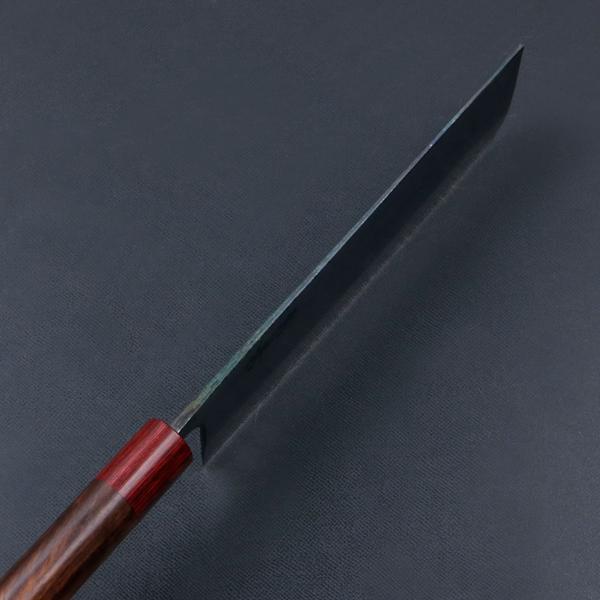 元兼 菜切り包丁 165mm 両刃 青紙スーパー 割込み 黒打ち仕上げ 紫檀