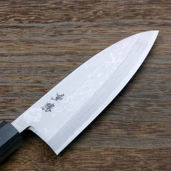 重勝 出刃包丁 片刃 165mm 白紙鋼 鋼付 積層鋼 八角紫檀柄