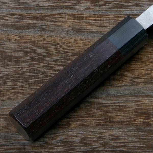 重勝 出刃包丁 片刃 165mm 白紙鋼 鋼付 積層鋼 八角紫檀柄