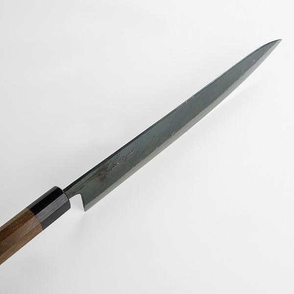東周作 和牛刀 240mm 両刃 青紙1号 割込み 黒打ち仕上げ ウォルナット八角柄 土佐打ち刃物の画像