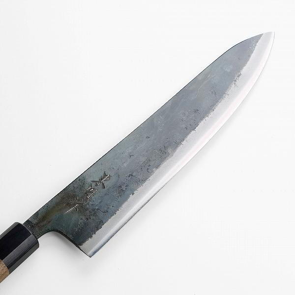 東周作 和牛刀 240mm 両刃 青紙1号 割込み 黒打ち仕上げ ウォルナット八角柄 土佐打ち刃物の画像