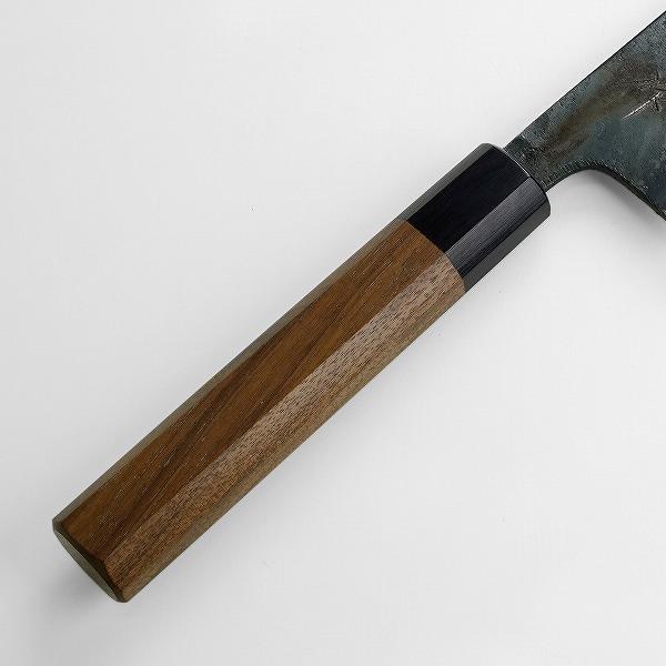 東周作 和牛刀 240mm 両刃 青紙1号 割込み 黒打ち仕上げ ウォルナット八角柄 土佐打ち刃物の画像