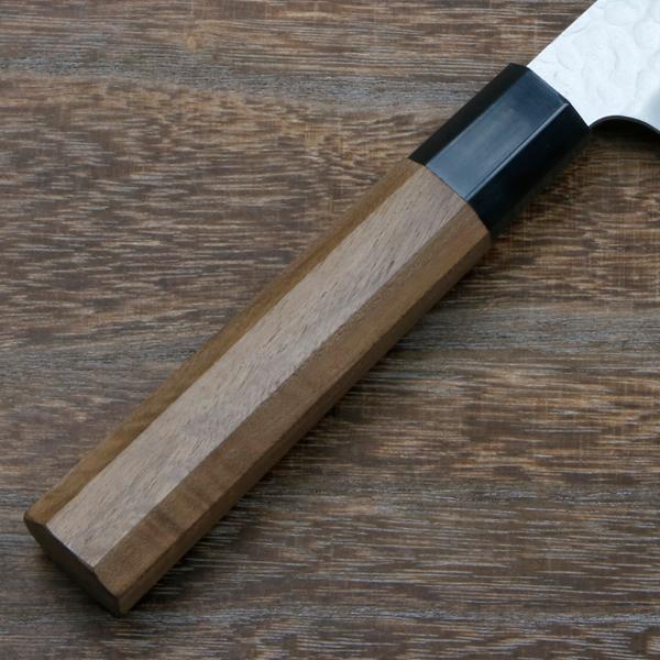 清兼 文化包丁 両刃 165mm V金10号 三層鋼 槌目仕上げ 八角クルミ柄