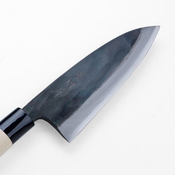 出刃包丁 両刃 165mm 白紙1号 割込み黒打ち仕上げ 東周作 高級品 日本