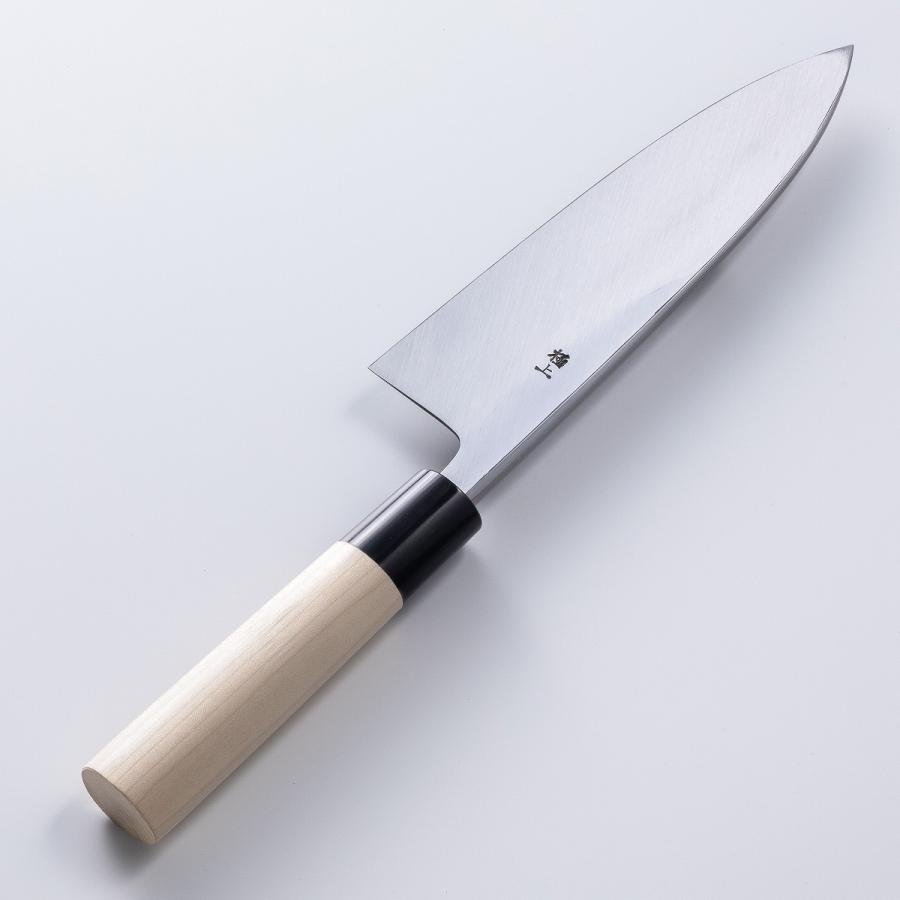 堺元兼 出刃包丁 片刃 180mm 白紙2号 刃金つけ 水牛柄 木鞘付