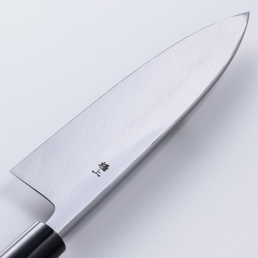 堺元兼 出刃包丁 片刃 180mm 白紙2号 刃金つけ 水牛柄 木鞘付