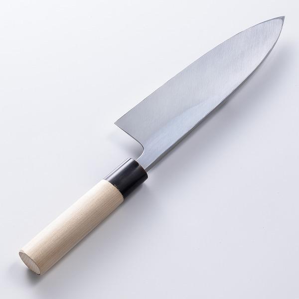 堺元兼 出刃包丁 片刃 210mm 白紙2号 刃金つけ 水牛柄 木鞘付 極上品