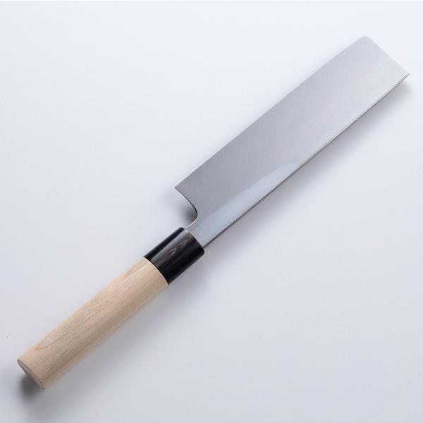 堺元兼 薄刃包丁 片刃 180mm 白紙2号 刃金つけ 水牛柄 木鞘付 日本製