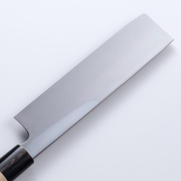 堺元兼 薄刃包丁 片刃 180mm 白紙2号 刃金つけ 水牛柄 木鞘付 日本製