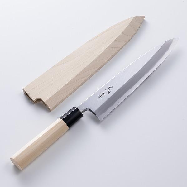 堺元兼 身卸包丁 片刃 210mm 白紙2号 刃金つけ 水牛柄 木鞘付 極上品 日本製 最高級 和包丁