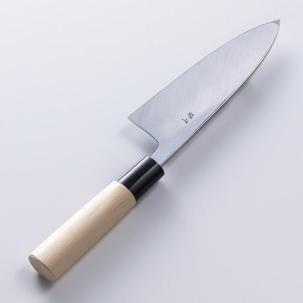 堺元兼 出刃包丁 片刃 150mm 白紙2号 刃金つけ 水牛柄 木鞘付 極上品
