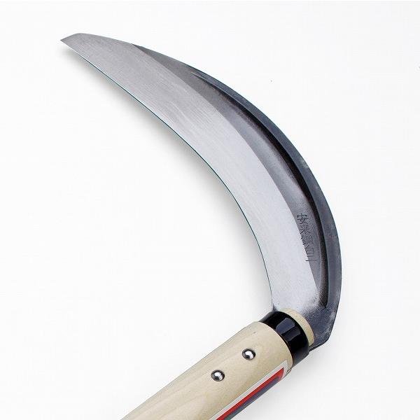 中厚鎌 片刃 左利き用 180mm 尺二柄付 稲荷馬 草刈り 鎌 : ほんまもん