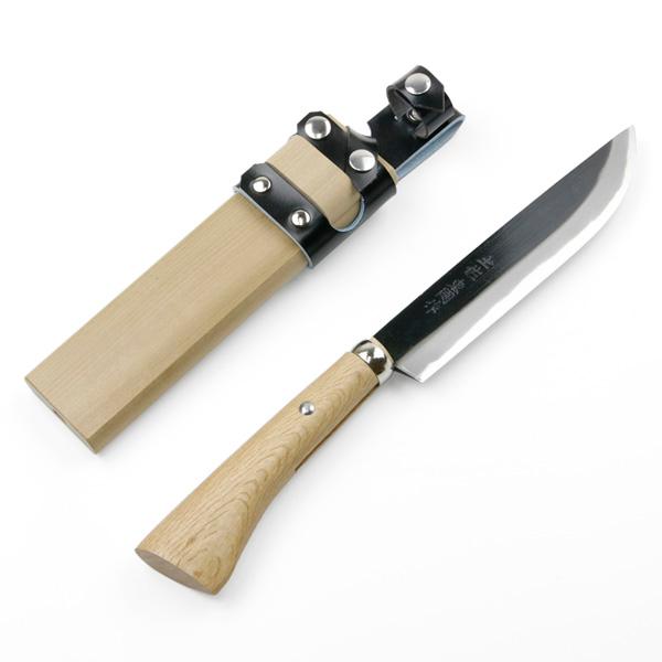 アウトドア用 黒打剣ナタ 180mm 青紙鋼 ツバなし 鞘付き : ほんまもん
