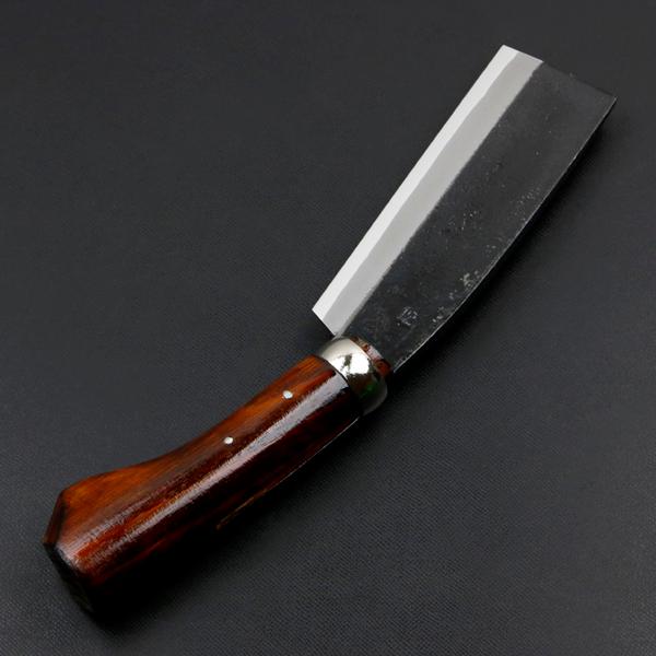 名入れ可能 東周作 最高級 黒打腰鉈 両刃120mm 白紙鋼 ウォルナット鞘