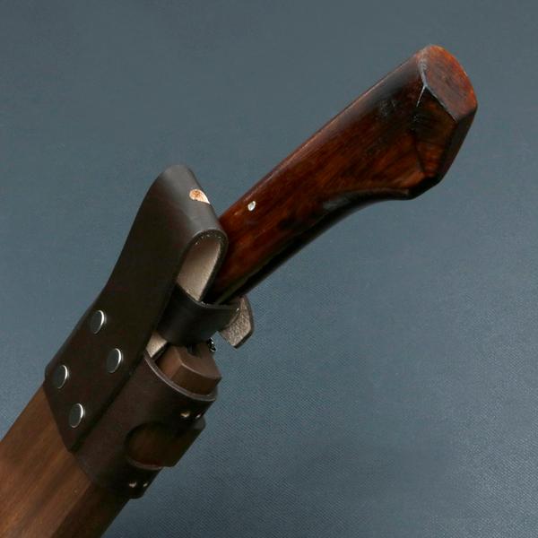名入れ可能 東周作 最高級 黒打腰鉈 両刃150mm 白紙鋼 ウォルナット鞘 