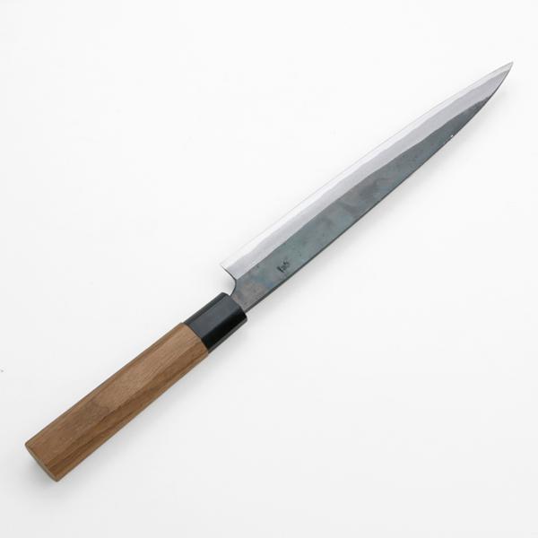 刺身包丁 柳刃包丁 210mm 両刃 鍛造 黒打 元兼 青紙1号 刺身包丁 柳刃包丁 210mm 両刃 鍛造 黒打 元兼 青紙1号