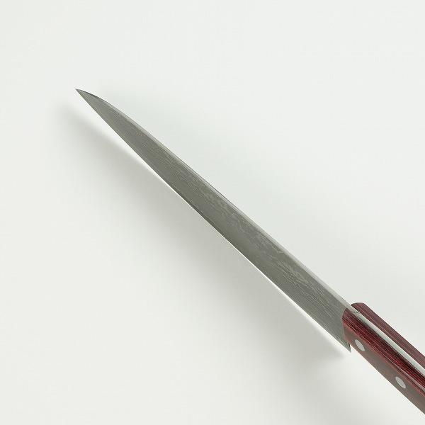 牛刀 両刃 210mm 粉末ハイスR2 割込み ステンレス ダマスカス模様 赤
