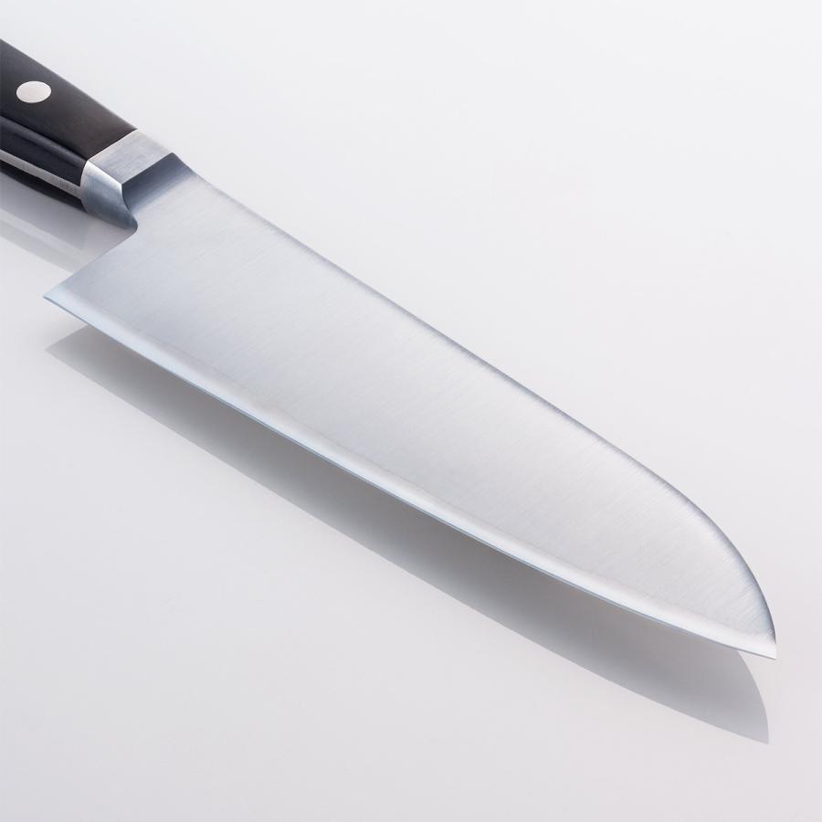 三徳包丁 両刃 165mm 粉末ハイスR2 割込み ステンレス 共口金付き 黒