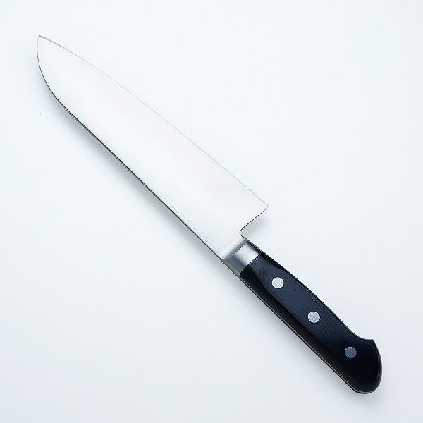 三徳包丁 両刃 180mm 粉末ハイスR2 割込み ステンレス 共口金付き 黒