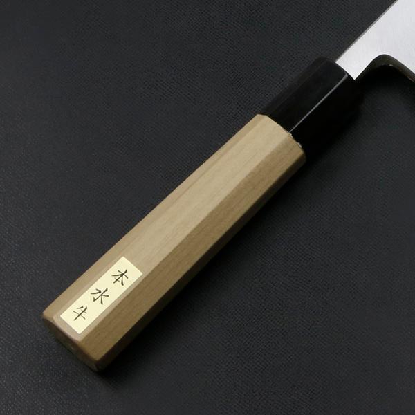 東周作 出刃包丁 片刃 180mm 青紙2号 付け鋼 霞研ぎ仕上げ 八角水牛柄