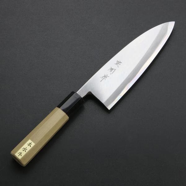 すみだ川出刃包丁 片刃　刃渡り135mm 未使用　自宅長期保管　ビンテージ美品 東周作 出刃包丁 片刃 165mm 青紙2号 付け鋼 霞研ぎ仕上げ 八角水牛柄