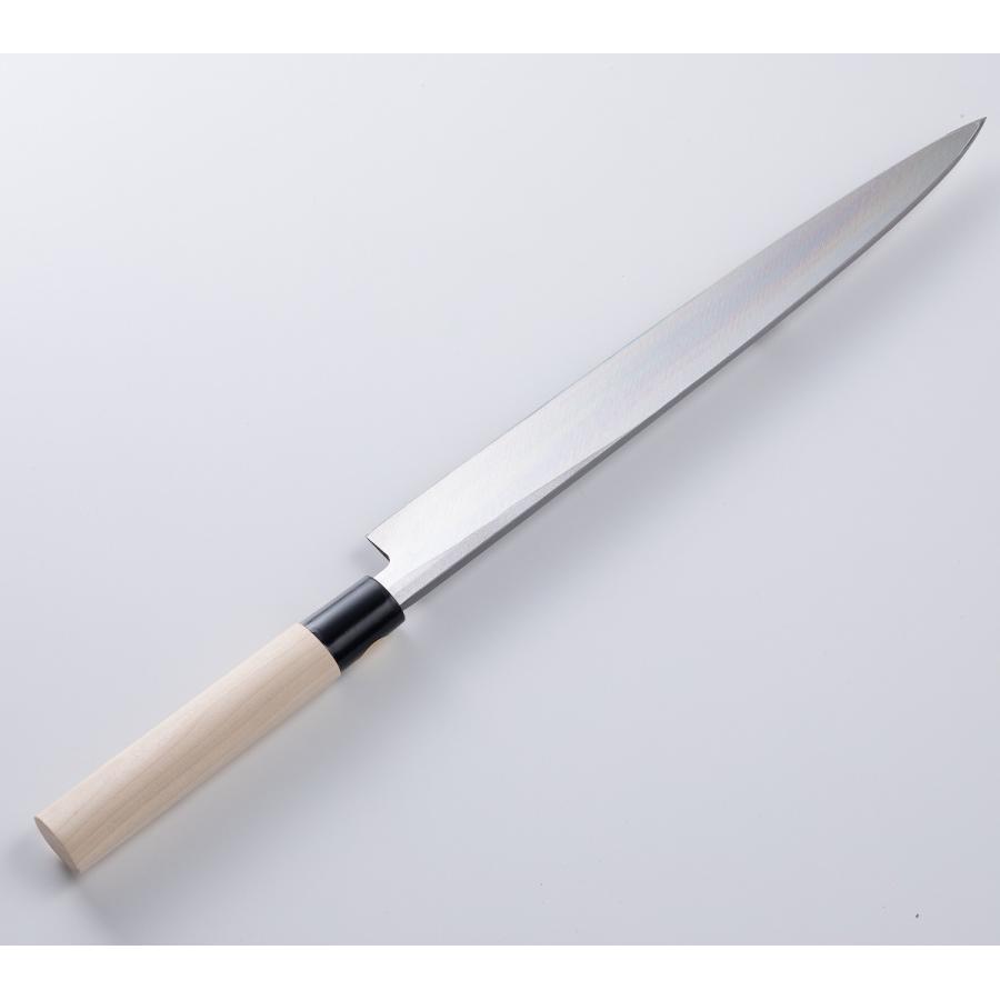 柳刃包丁 片刃 210mm 青紙2号 黒打ち槌目仕上げ カスミ研 桜柄 日本製