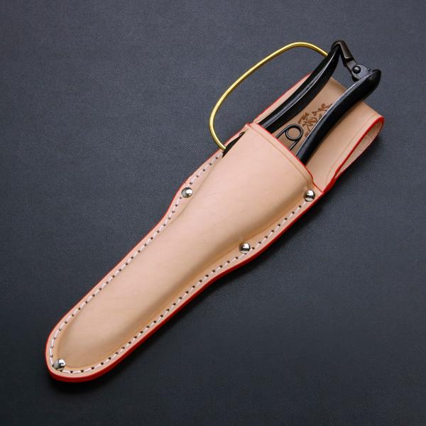 名入れ無料 花隈川 片手刈込鋏 両刃 270mm ガード付 & 最上級 皮ケース