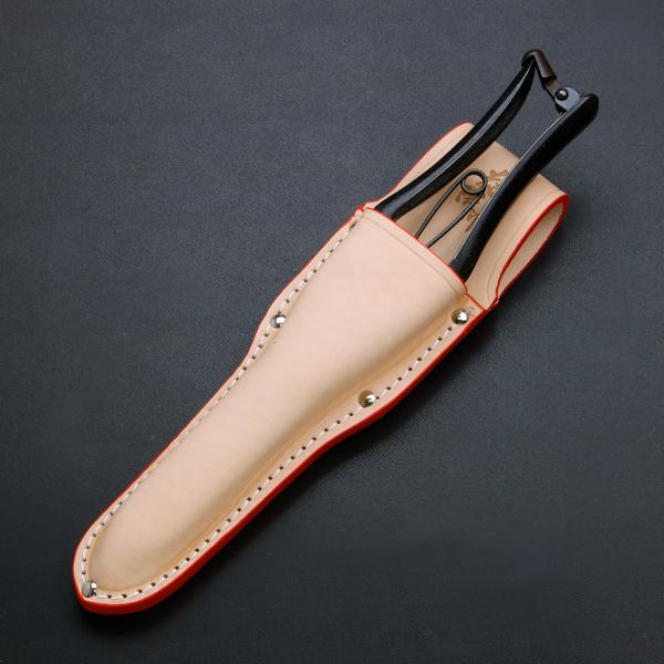 名入れ無料 花隈川 片手刈込鋏 両刃 255mm 細身軽量 & 最上級皮ケース