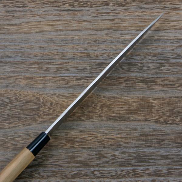柳刃包丁 片刃 240mm 青紙2号 桜柄 一般家庭向け 名入れサンプル品 (名入れ 真心) 規格外品の画像