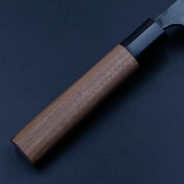 清兼 柳刃包丁 150mm 両刃 青紙スーパー 割込み 黒打ち仕上げ クルミ柄 規格外品の画像