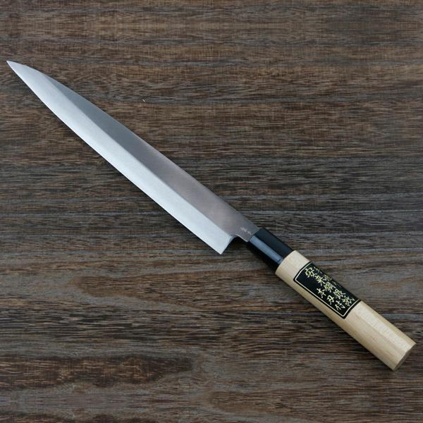 柳刃包丁 片刃 240mm 銀三ステンレス 桜柄 左利き用 一般家庭用 規格外品