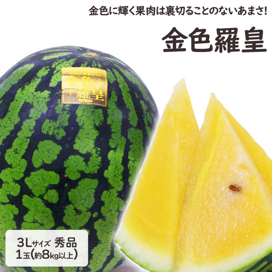 熊本県産 他 大玉すいか 金色羅皇 1玉 約 8kg 3Lサイズ 黄色すいか