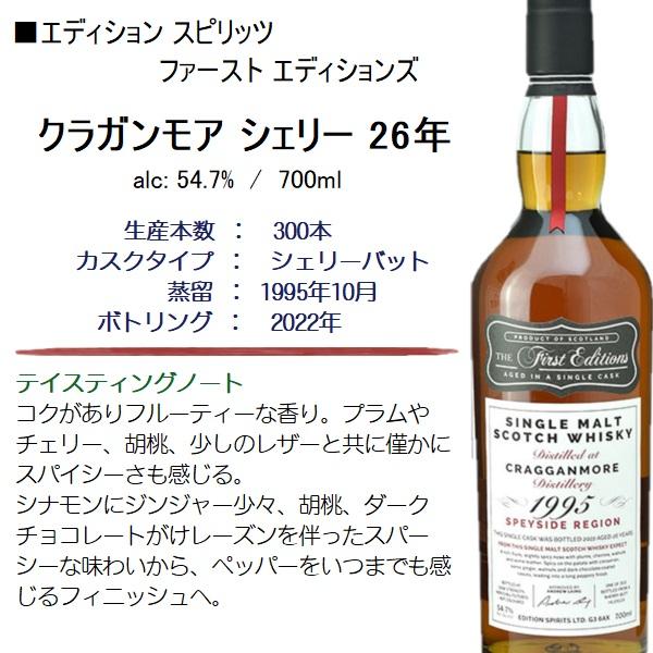 クラガンモア [1995-2022] 26年 シェリーバット クラガンモア1995 26年