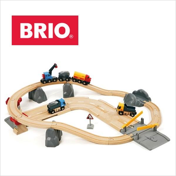 木製 レールセット　 ”BRIO（ブリオ）”レール\u0026ロード採石セット　ロード 自動車 クレーン車 トラック