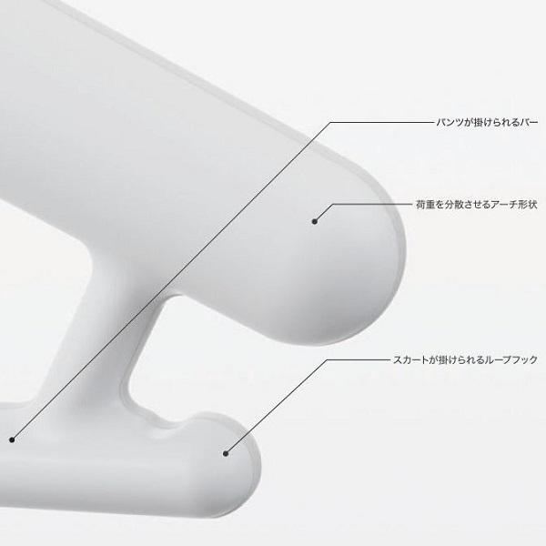 ハンガー 滑り止めがついた衣類ハンガー Mideline420（ホワイト）10個組 収納 ループフック バー アーチ形状 10本組 万能の画像