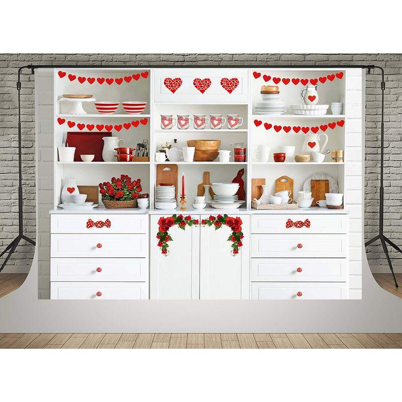 Kate バレンタインデー 写真用背景 赤い花 スイートハート キッチン 装飾 写真背景 7x5フィート  :20230116224057-00085:ほのぼのSHOP 通販 