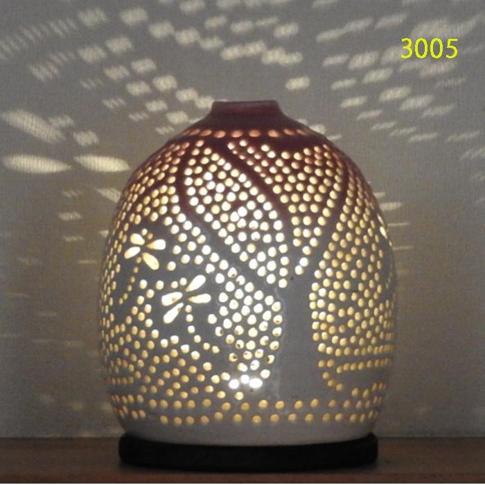 螢の華“陶灯りセット3005” 陶器のランプシェードと乾電池式ＬＥＤ 