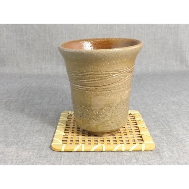 A-13  焼締 麦酒杯  ビアカップ  文部大臣奨励賞受賞作家　荒川明作 木箱付き
