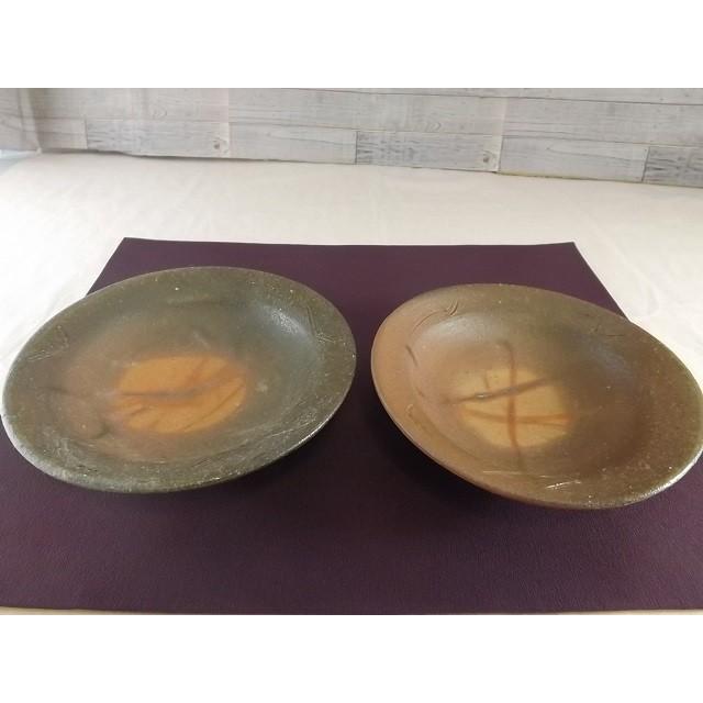 A-30 焼締 平鉢 小皿 2ヶセット  文部大臣奨励賞受賞作家 荒川明作 木箱付き