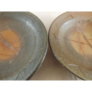 A-30 焼締 平鉢 小皿 2ヶセット  文部大臣奨励賞受賞作家 荒川明作 木箱付きの画像