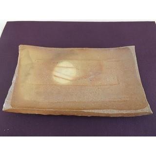 A-58 焼締 長方皿 2ヶセット 文部大臣奨励賞受賞作家 荒川明作 木箱付きの画像