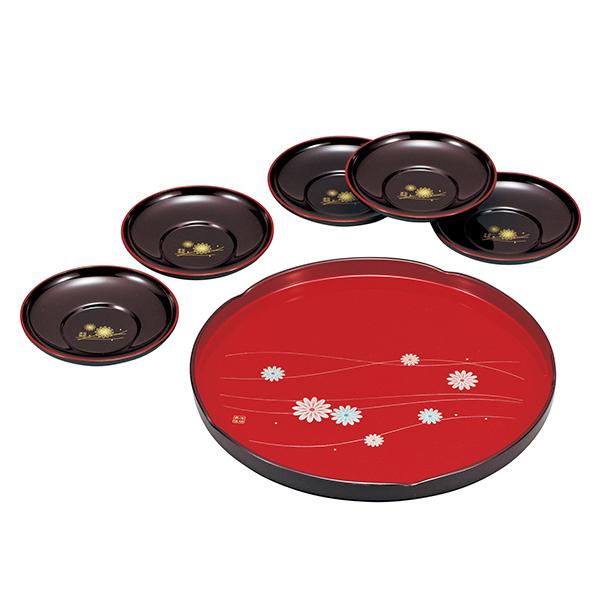 池坊美佳丸盆茶托揃 花だより 最旬ダウン 184 21wg