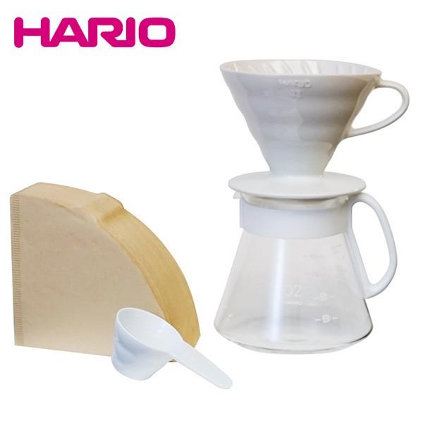 ハリオ HARIO V60セラミックドリッパー02セット XVDD-3012W コーヒー ドリップ 道具｜honpo-online