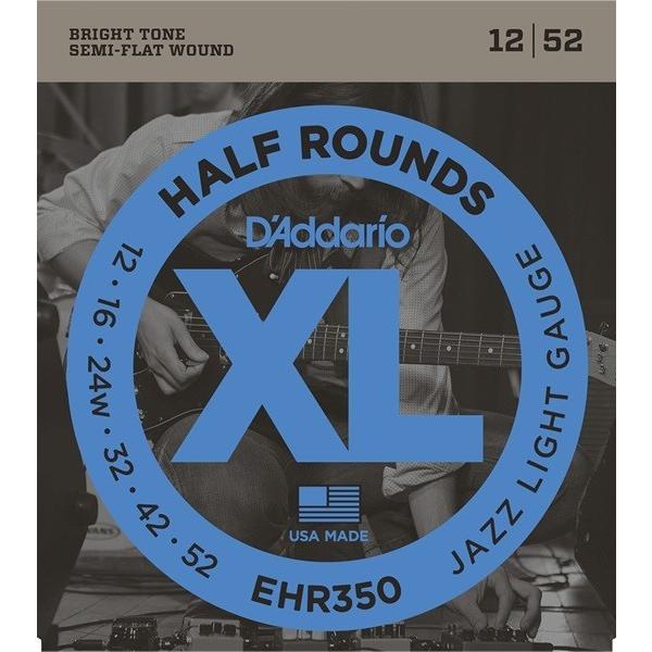 D'Addario XL HALF ROUNDS (SEMI-FLAT WOUND) EHR350 Jazz Light ダダリオ (エレキギター弦) (ネコポス)｜honten