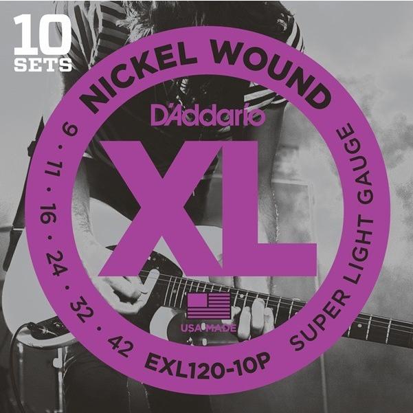 D'Addario XL NICKEL EXL120-10P Super Light ダダリオ (エレキギター弦) (10セット)｜honten